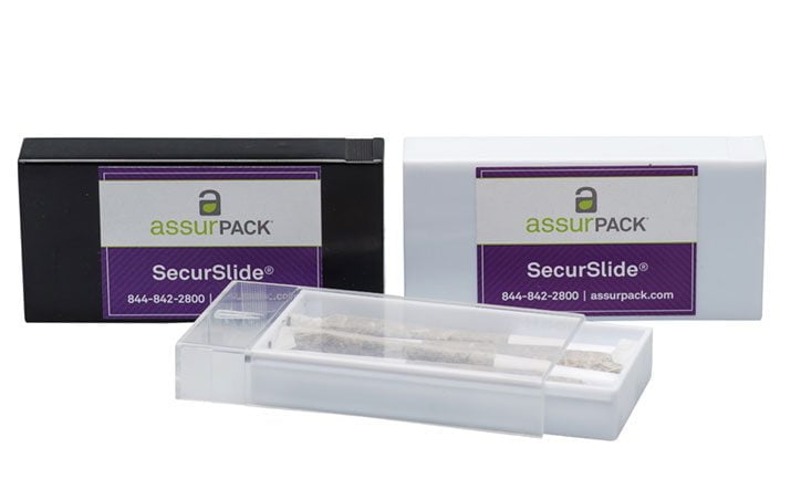 AssurPACK SecurSlide®. Preroll, concentrate, and vape cartridge packaging