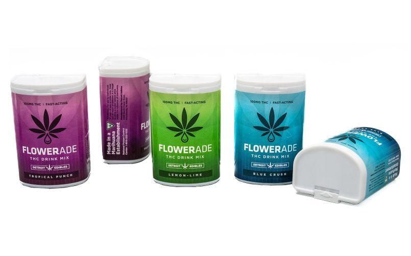 Pocket-friendly AssurSeal® D75 with 360º-wrap factory-printed label for Flowerade THC drink mix