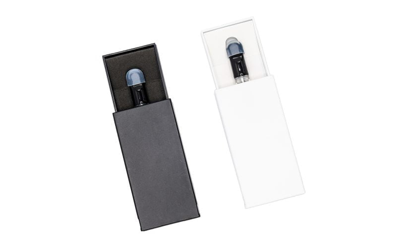 SecurSlide® MatchBox 3 in black and white with custom paper inserts for vapes
