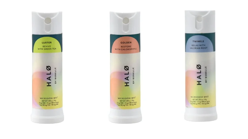 Child-Resistant Spray Bottles with HALO by Rebelle branding for microdose mist